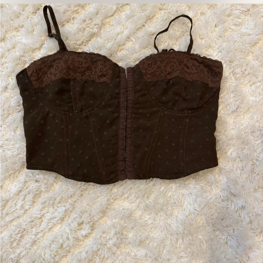 PacSun Brown Lace Crop Top
